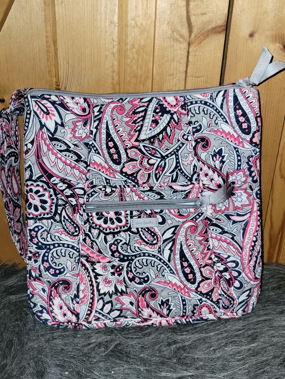 Vera Bradley Pink Paisley Quilted Crossbody Bag Pink /gray